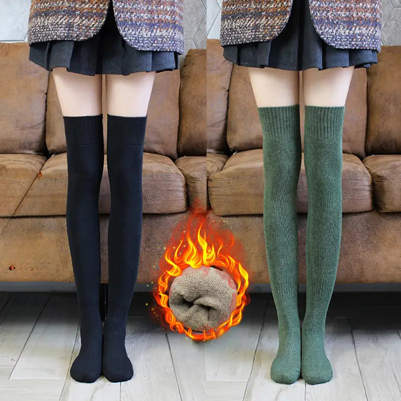 Buy 1 Get 1 Free - Warm and Over-the-Knee, Woolen Socks – Knitted, Non-Slip, Stylish Comfort